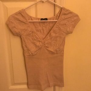 Bebe- Beige/ Light tan blouse/ top-Small